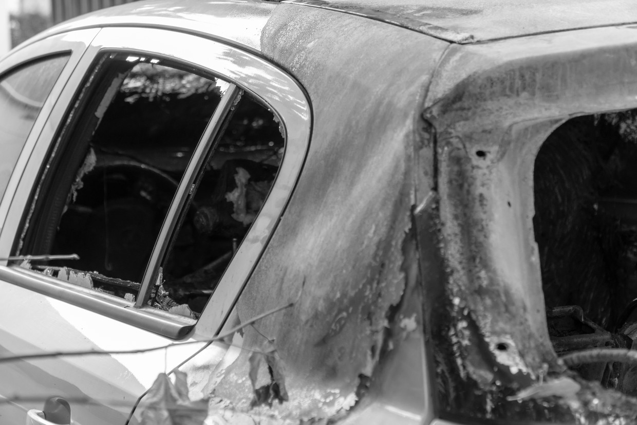 De auto van Ebrahim Buzhu was uitgebrand om sporen uit te wissen. Beeld ter illustratie. Beeld Getty Images