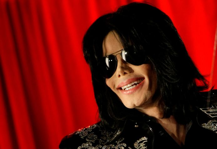 Michael Jackson op een persconferentie in Londen in 2009.