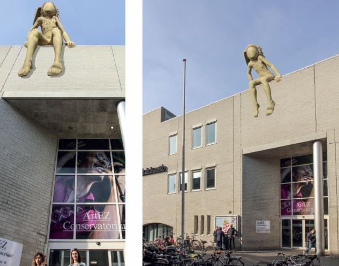 Zo komt het nieuwe beeld op het dak van het conservatorium ArtEZ in Enschede eruit te zien