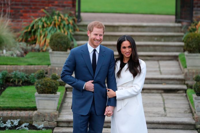 Harry et Meghan le 27 novembre 2017 lors de l'annonce de leurs fiançailles.