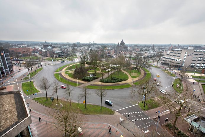 Keizer Karelplein dall'alto.  Foto d'archivio.