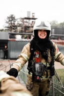 Mariska van Dongen, actief bij de vrijwillige brandweer Heusden.