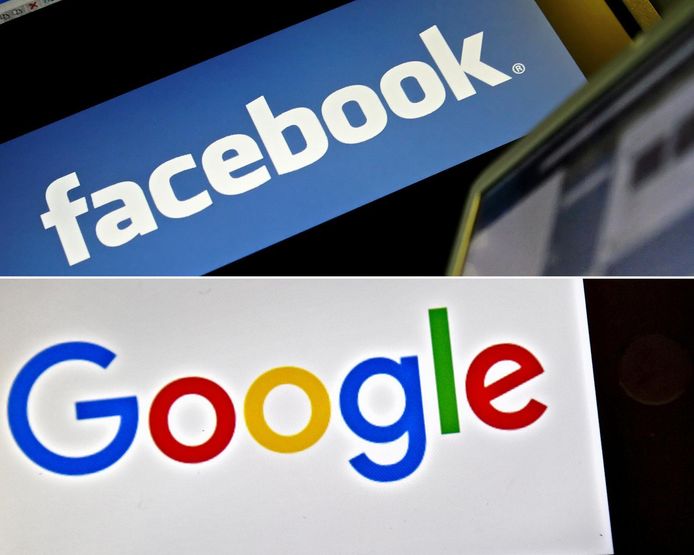 De logo's van Facebook en Google.