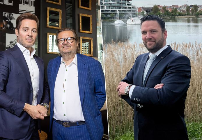 Yannick Bouts (rechts) is de nieuwe general manager van La Réserve in Knokke, het tophotel van Bart Verluys en Marc Coucke  (links).
