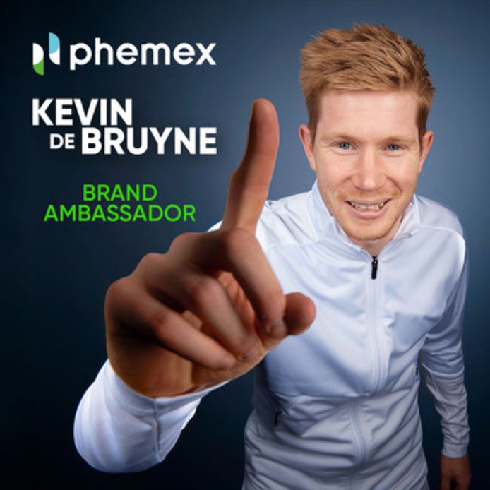 Kevin De Bruyne als ambassadeur van cryptoplatform Phemex.