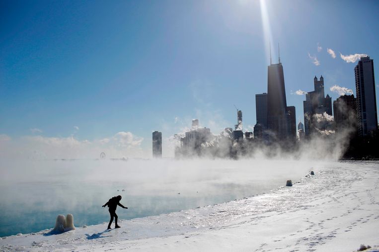 De kust van Lake Michigan in Chicago. Beeld AFP
