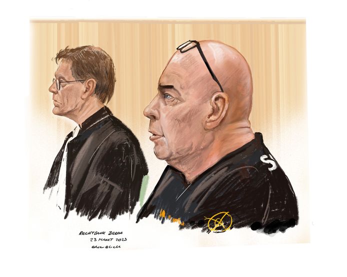 Verdachte Eduard F., bijgenaamd Brutus, bijgestaan door advocaat Henk van Asselt die vrijdag zijn pleidooi houdt.