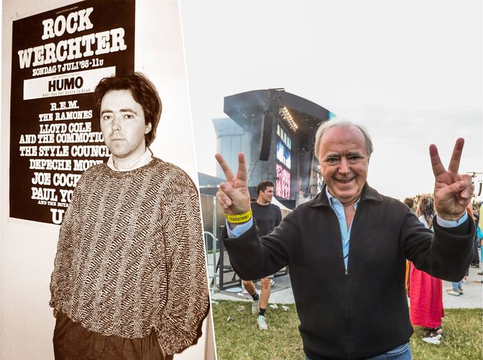 Links Herman Schueremans in 1985, toen 31 jaar. Rechts: op Rock Werchter vorig jaar. Intussen is de festivalpaus al 69.