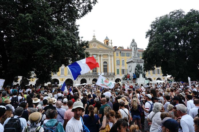 Manifestation anti pass sanitaire à Nice le 07/08/2021.
