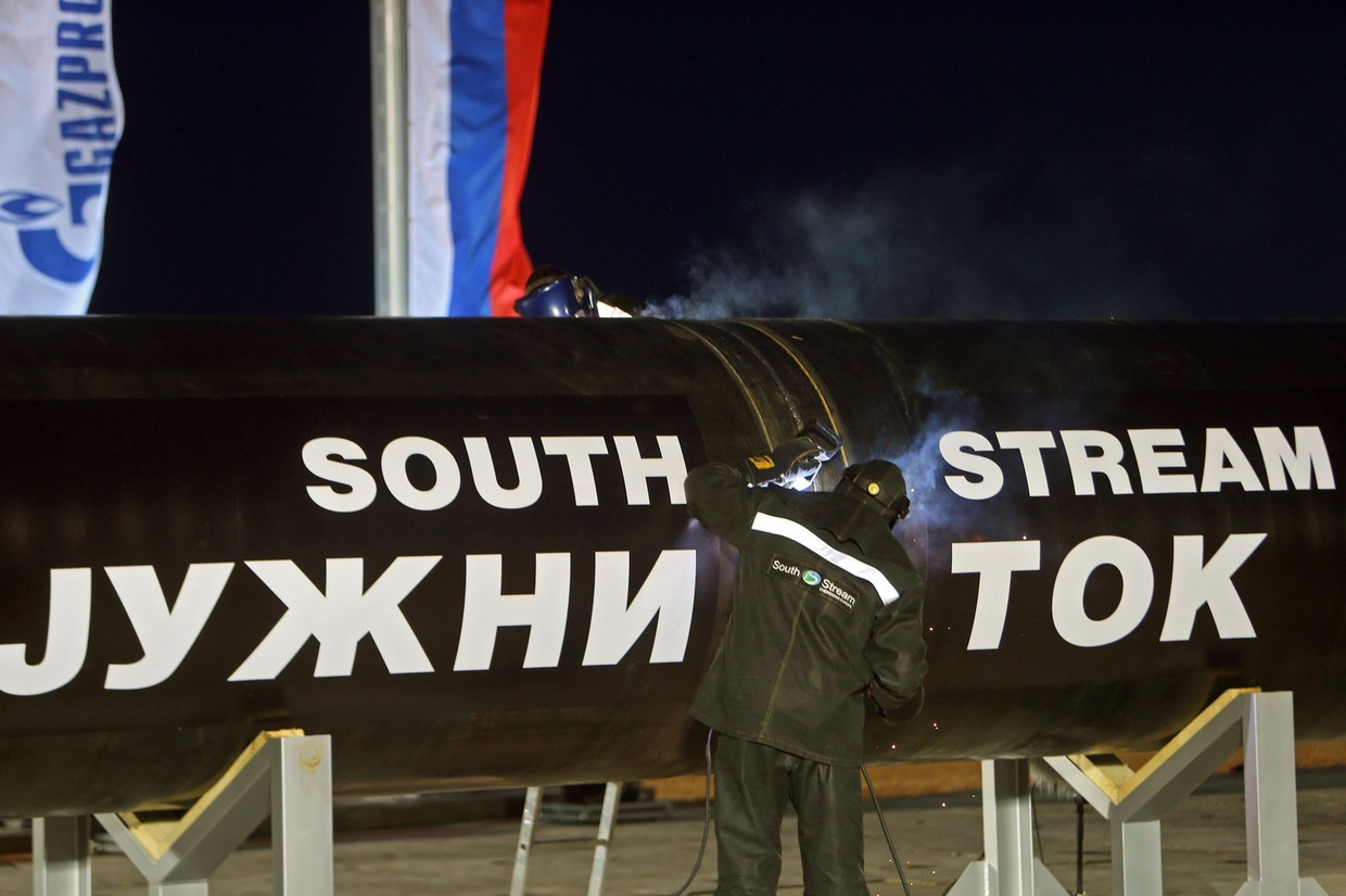De lancering van het South Stream-project in november vorig jaar. Beeld epa