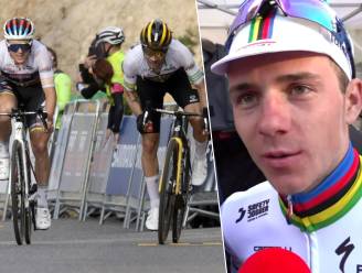 KIJK. Remco Evenepoel moet in sprint de duimen leggen voor Primoz Roglic, die zijn leiderstrui verstevigt