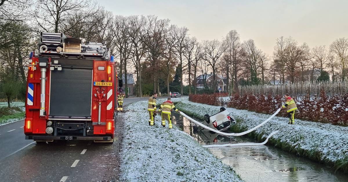 Auto belandt op z'n kop in een sloot in Eck en Wiel - De Gelderlander