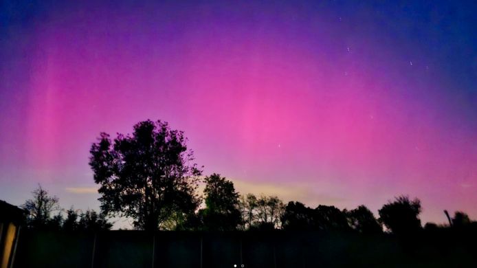 Des aurores boréales spectaculaires illuminent le ciel au-dessus de la  Belgique et des Pays-Bas, Belgique
