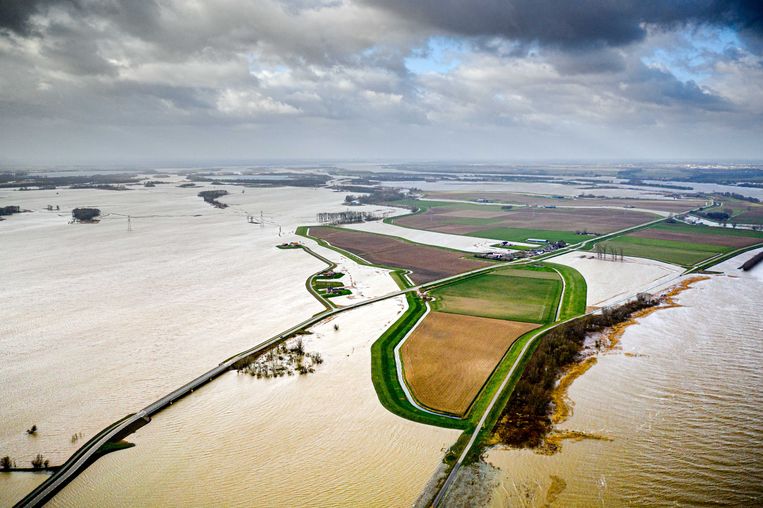 De Noordwaard Polder in de Biesbosch. In het gebied wordt water opgevangen uit rivier de Boven Merwede vanwege de hoge waterstand. Bij het project is 460.000 kuub thermisch gereinigde grond gebruikt. Beeld ANP