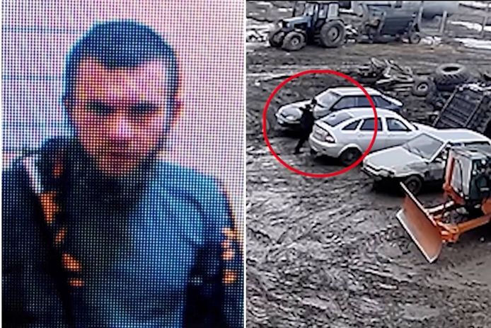 Ivan Rossomachin, een voor de oorlog in Oekraïne geronselde Russische misdadiger die kort na zijn terugkeer al met een bijl stond in te hakken op auto's.