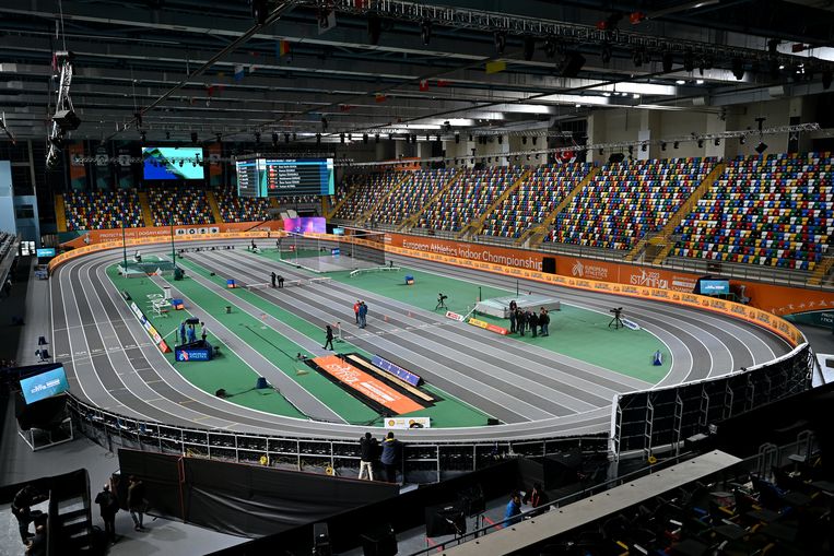 De Ataköy Arena in Istanbul, waar de EK atletiek vandaag van start gaan. Beeld Getty Images