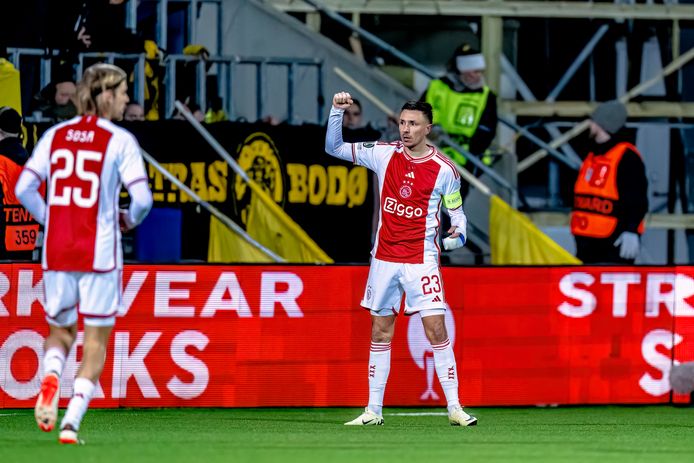 Ajax-aanvoerder Steven Berghuis tekende voor het 1-0 gelijkspel tegen Bodø/Glimt.