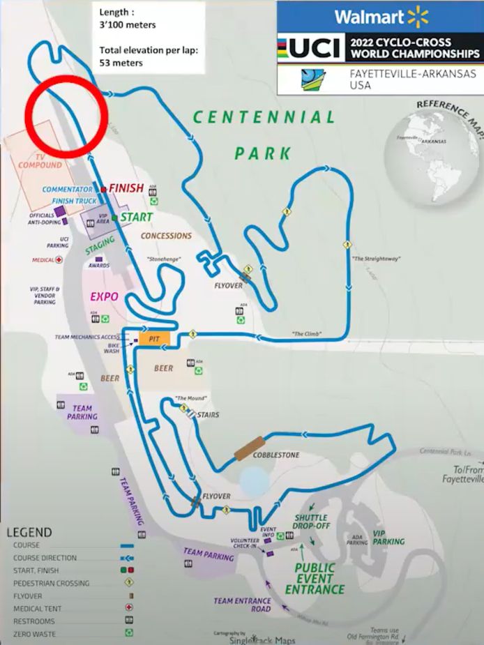 Het parcours van het WK veldrijden.