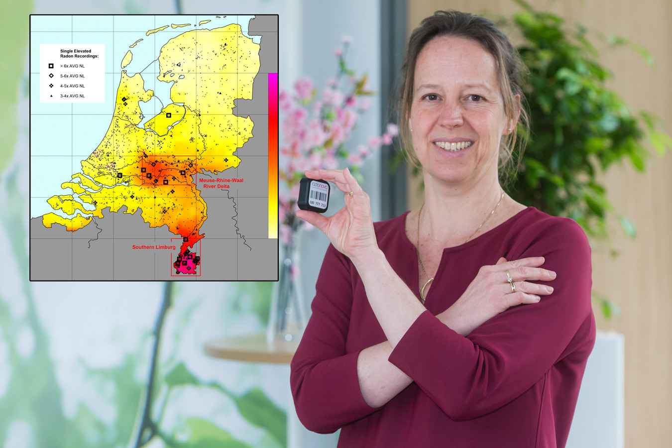 Fieke Dekkers, stralingsdeskundige bij het RIVM. Ze doet onder andere onderzoek naar radon, een natuurlijk radioactief gas, wat zich in onze bodem bevindt.