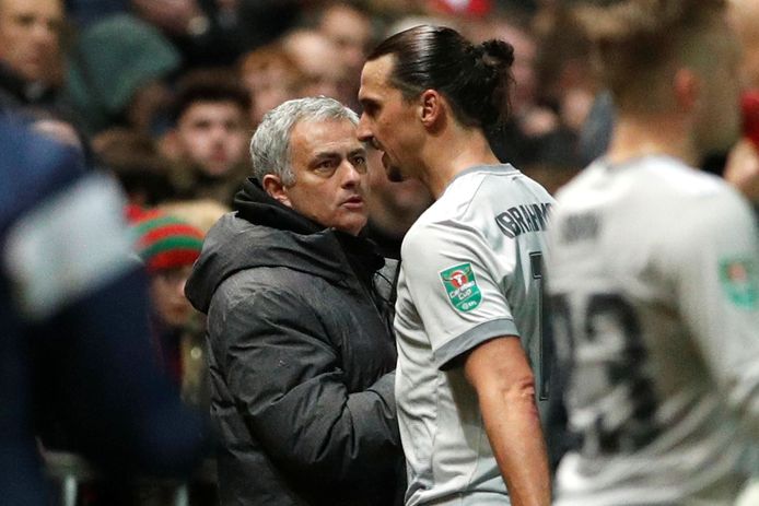 December 2017: Zlatan met Mourinho bij Manchester United.