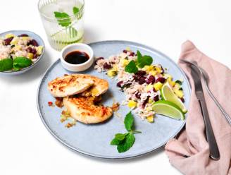 Zon op je bord: gegrilde kippenhaasjes met rijst-bonensalade