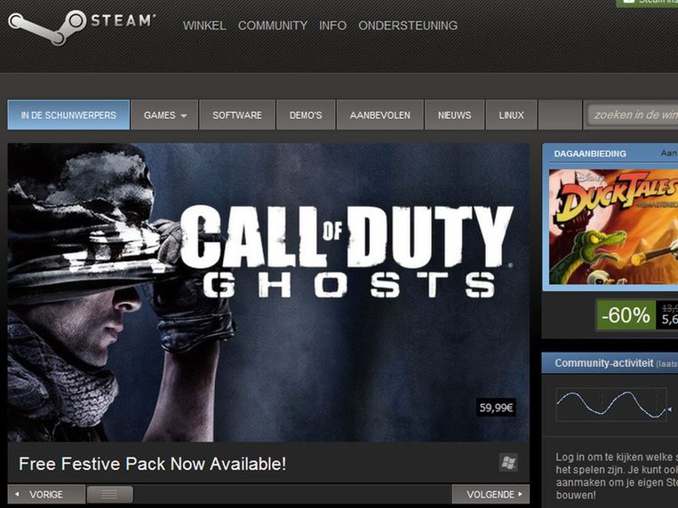 Screenshot van Steam, het online gameplatform van Valve. Beeld Valve