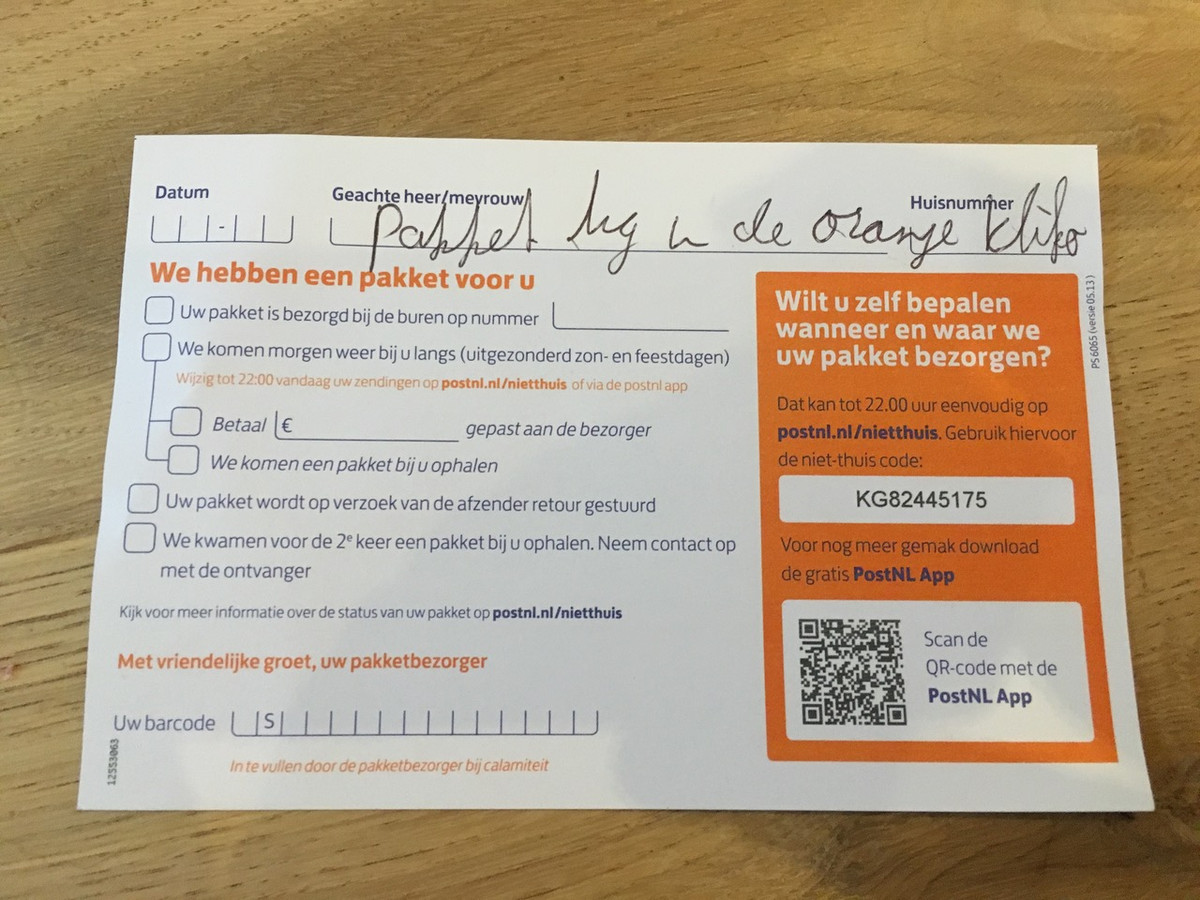 Niet thuis? Briefje in bus 