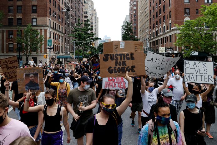 Protest in New York naar aanleiding van de dood van George Floyd.