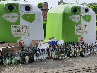Na het zonnige pinksterweekend... de overvolle glascontainers