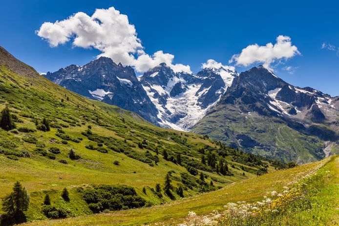 Een beeld van het nationaal park Écrins in de Franse Alpen