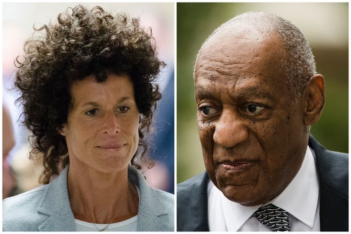 Andrea Constand en Bill Cosby op archiefbeeld.