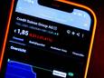 Het aandeel Credit Suisse op een beleggingsapp.