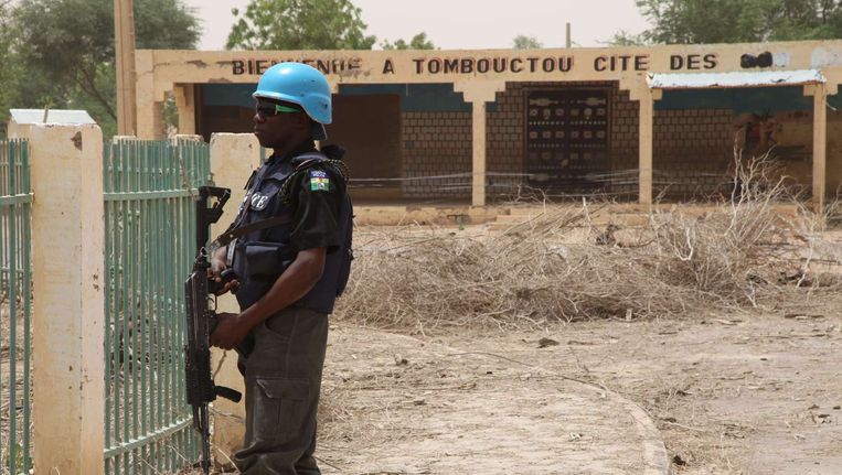 Een VN-blauwhelm in Mali Beeld afp