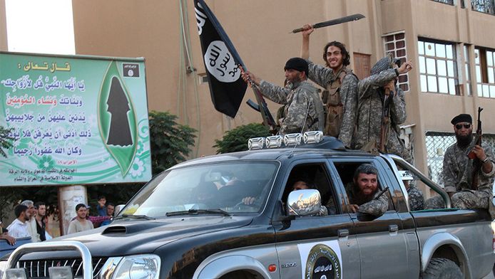 Photo d'archives. Des djihadistes de l'EI à Raqa.