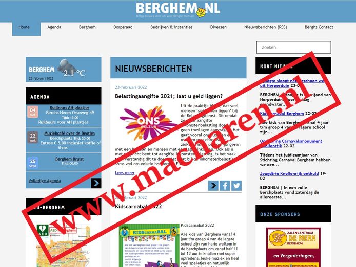 wie naar www.macharen.nl gaat, komt direct terecht op www.berghem.nl