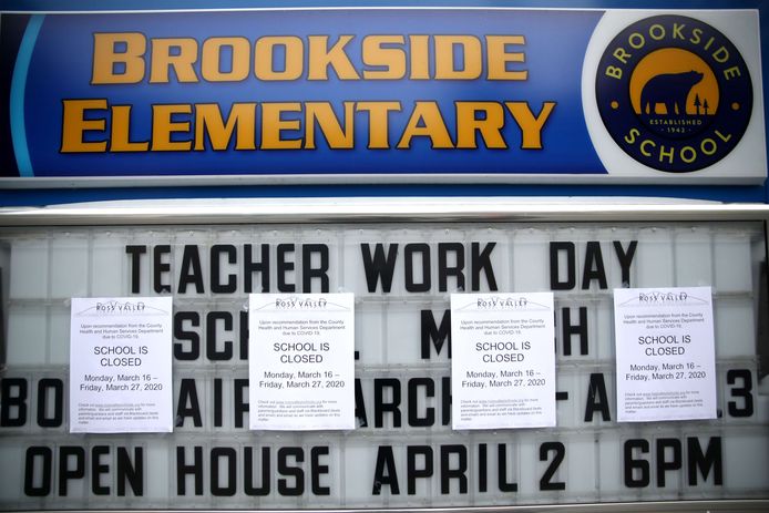 De Brookside Elementary school in San Anselmo blijft alvast dicht tot 27 maart. Maar de gouverneur vreest dat de sluiting veel langer zal gelden.