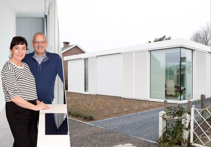 Karine van Eetvelt (64) en Pascal De Maeijer (65) besloten niet op zoek te gaan naar een appartement, maar gooiden hun oude huis plat voor een bungalow. .