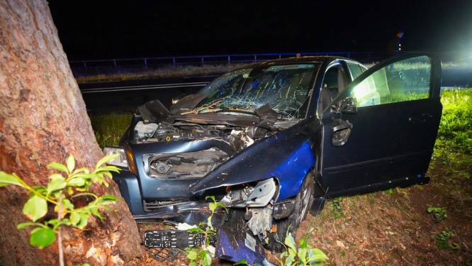 Ernstig ongeluk in Lochem: auto klapt frontaal op boom, arts uit traumaheli assisteert