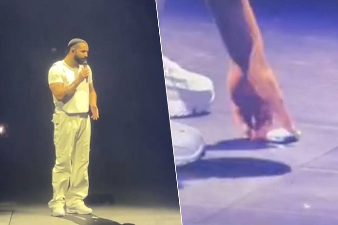 Drake lacht een fan uit die een vape naar het podium heeft gegooid