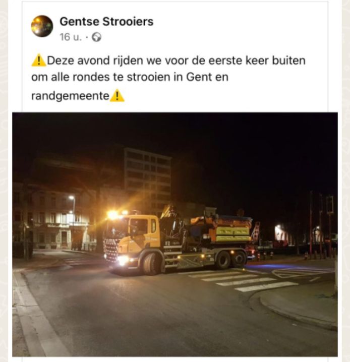 De Gentse strooiers reden nochtans uit gisterenavond