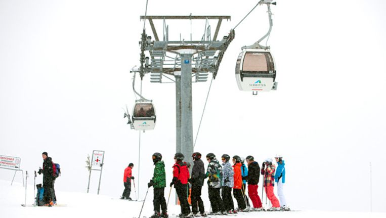 Wintersport in het gebied Areitalm op 1400 meter hoogte nabij Zell Am See in Oostenrijk. Beeld ANP