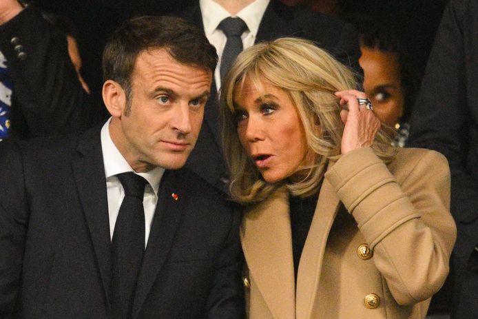 De Franse president Emmanuel Macron met zijn vrouw Brigitte Macron.