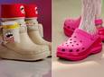 Links: de nieuwe boots van Pringles x Crocs.