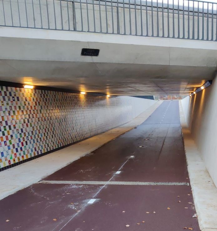 De nieuwe tunnel voor wandelaars en fietsers.