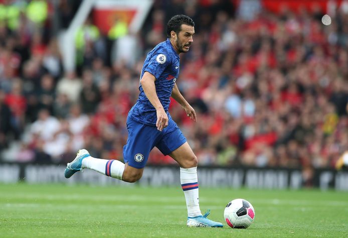 Pedro in het shirt van Chelsea.
