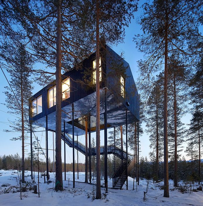 Een Treehotel in Zweden.