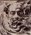 Portret van Marinetti van Rougena Zatkova, olieverf op doek.