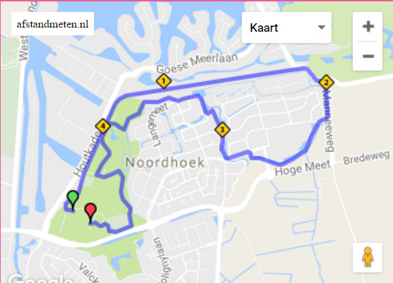 Het parcours van de vijf kilometer.