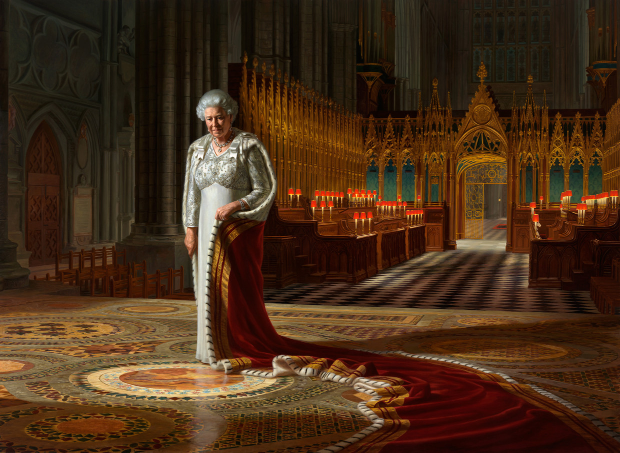Ralph Heimans The Coronation Theatre at Westminster Abbey - Portrait of HM Queen Elizabeth II Beeld 