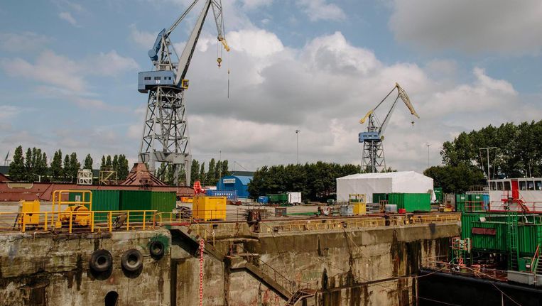 Damen Shipyard op het NDSM-terrein in Noord. Beeld Marc Driessen